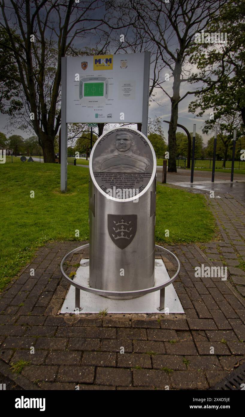 Mémorial à l'ancien joueur de rugby né à Hull, le 2e lieutenant Jack Harrison, qui a reçu la Croix de Victoria pendant la première Guerre mondiale, dans le Yorkshire, au Royaume-Uni Banque D'Images