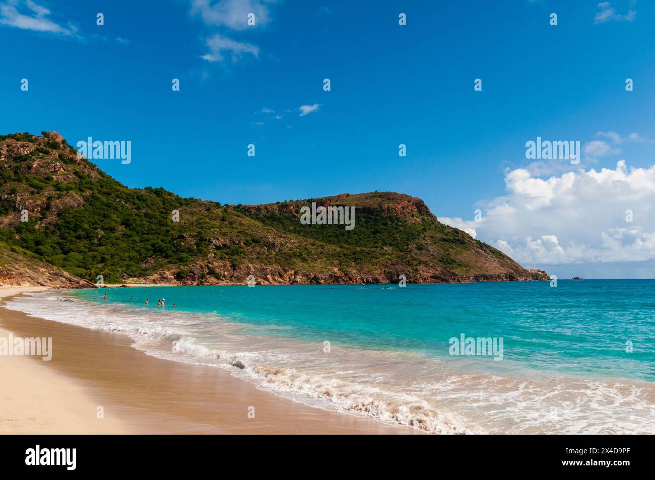 Les amateurs de plage profitent d'un rivage isolé à la plage de l'Anse de Grande Saline.Saint Barthelemy, Antilles. Banque D'Images