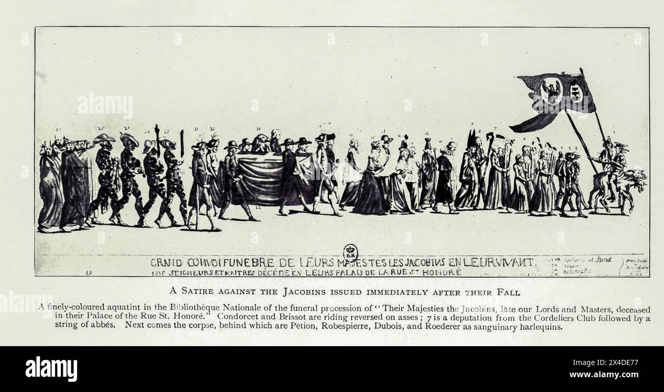 Une satire contre les Jacobins publiée immédiatement APRÈS leur chute de ' la révolution française de l'âge de Louis 14 à la venue de Napoléon ' par Wheeler, Harold Felix Baker, publiée en 1913 Banque D'Images