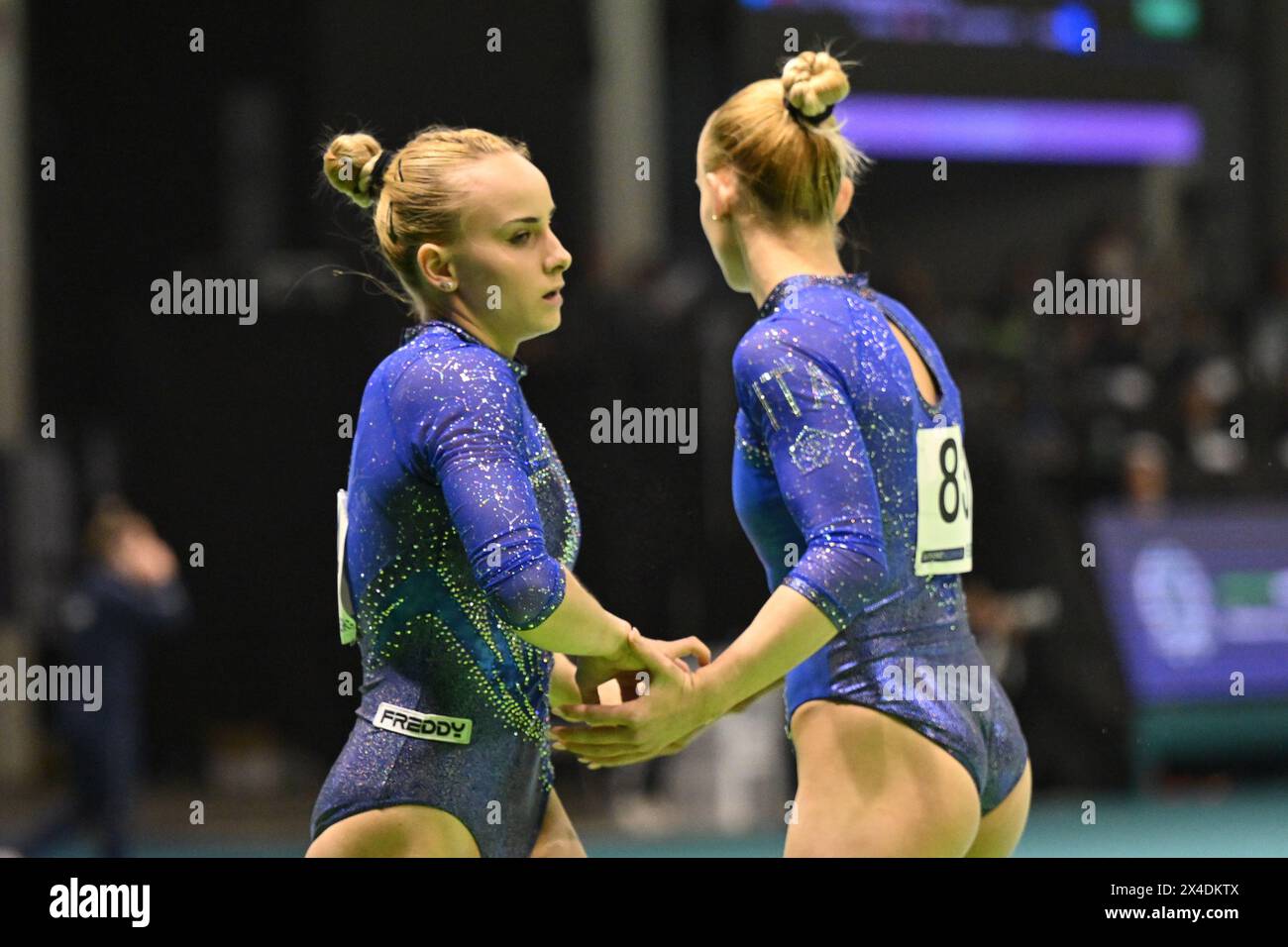 Rimini, Italie. 02 mai 2024. Les jumeaux D'Amato pendant les Championnats d'Europe de gymnastique artistique - femmes, gymnastique à Rimini, Italie, mai 02 2024 crédit : Agence photo indépendante/Alamy Live News Banque D'Images