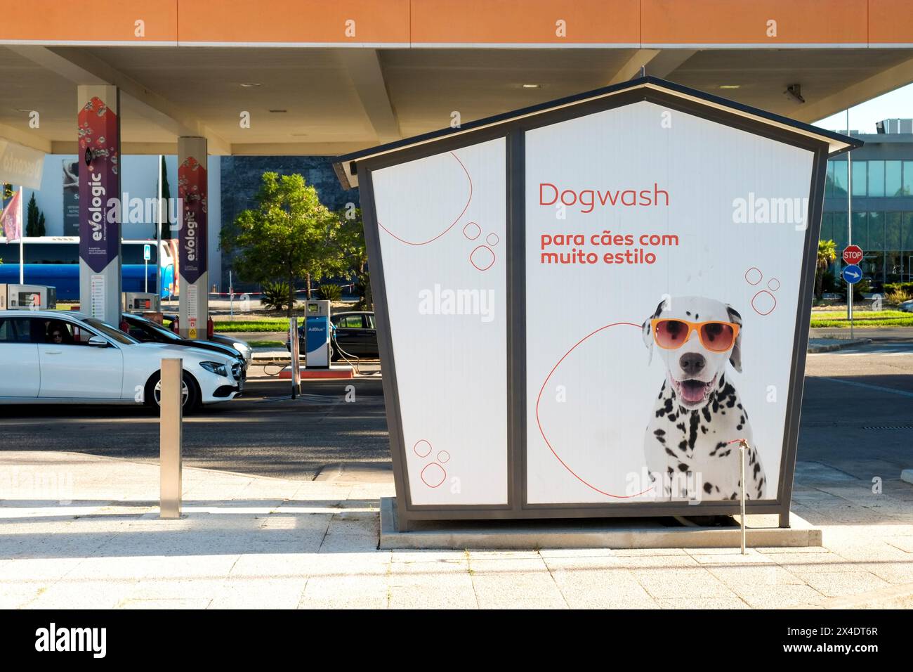 Evora, Portugal. Conduisez jusqu'à la station-service pour laver les chiens. (Usage éditorial uniquement) Banque D'Images