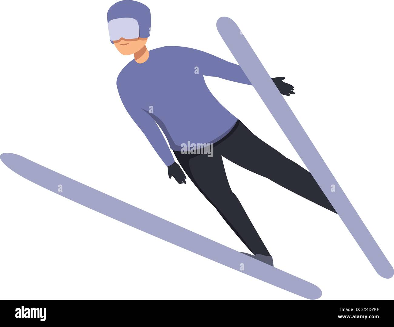 Vecteur de dessin animé d'icône de saut de ski extrême. Tournoi amusant. Voyage de formation Illustration de Vecteur