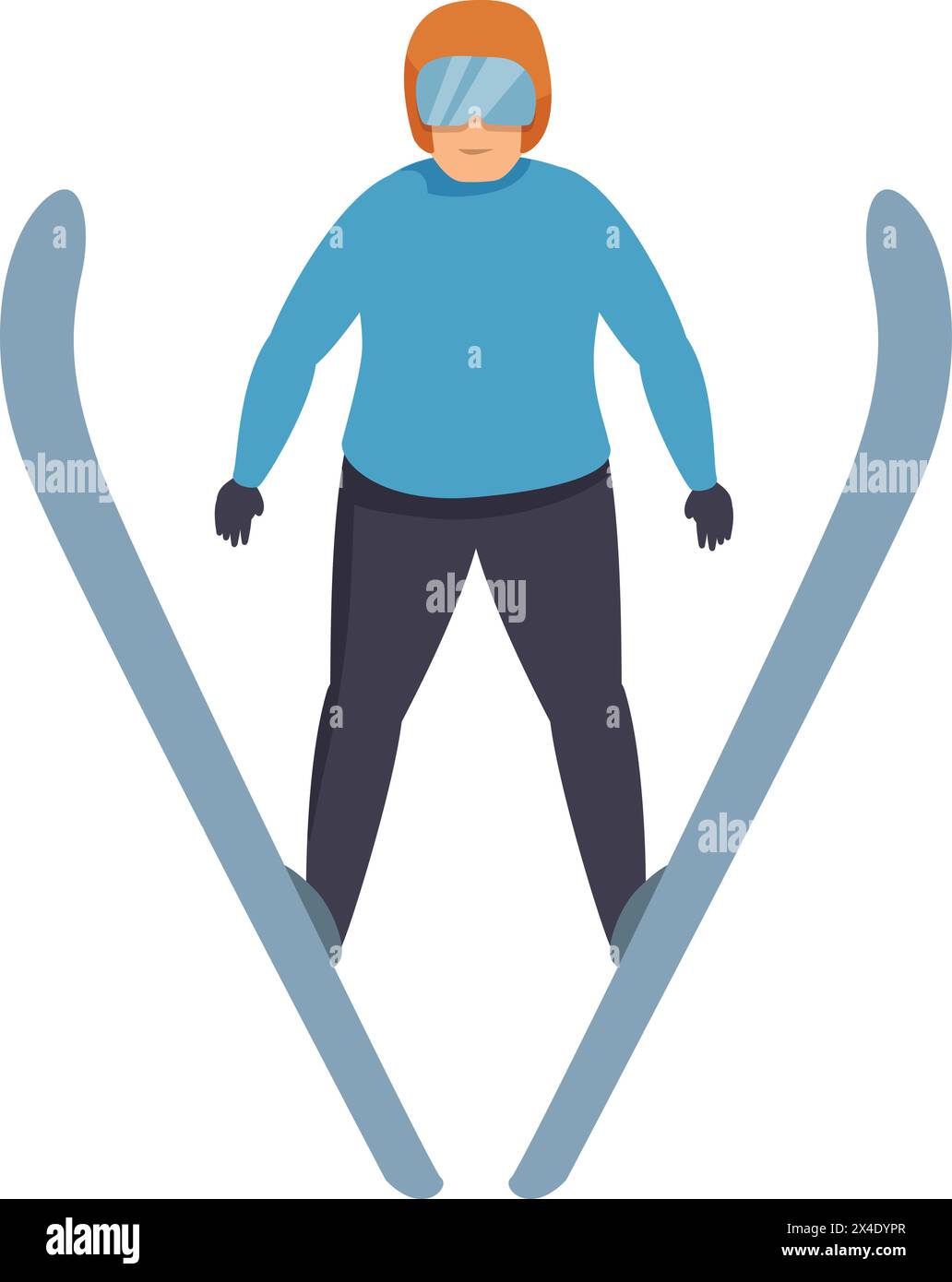 Déplacer le vecteur de dessin animé d'icône d'action de ski. Sport actif et amusant. Vêtements de sport d'entraînement Illustration de Vecteur