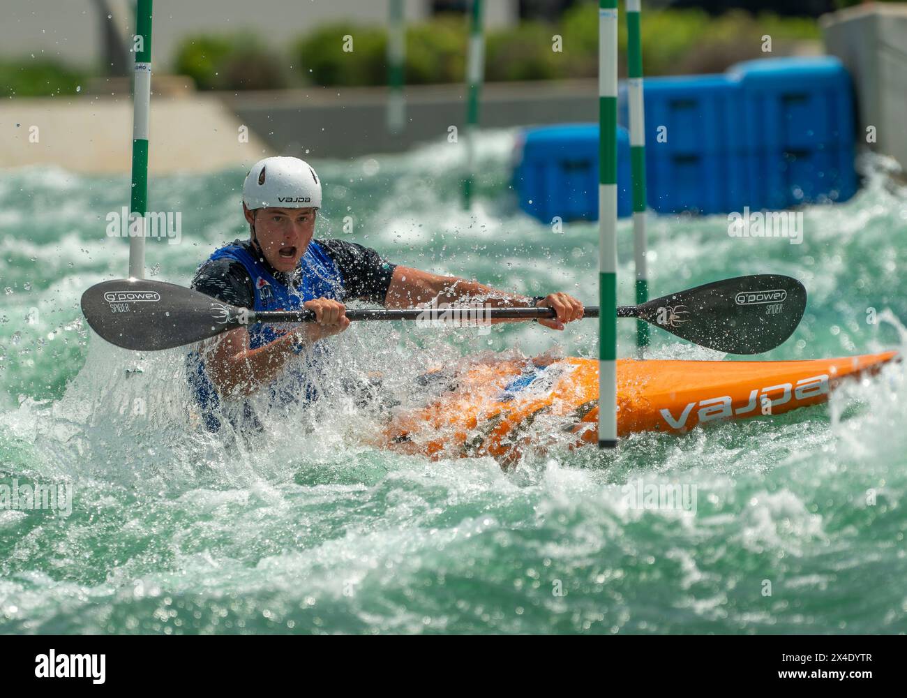 26 avril 2024 : Kyler James long (25) lors des essais olympiques de kayak par équipe masculine à Riversport à Oklahoma City, OK. Banque D'Images