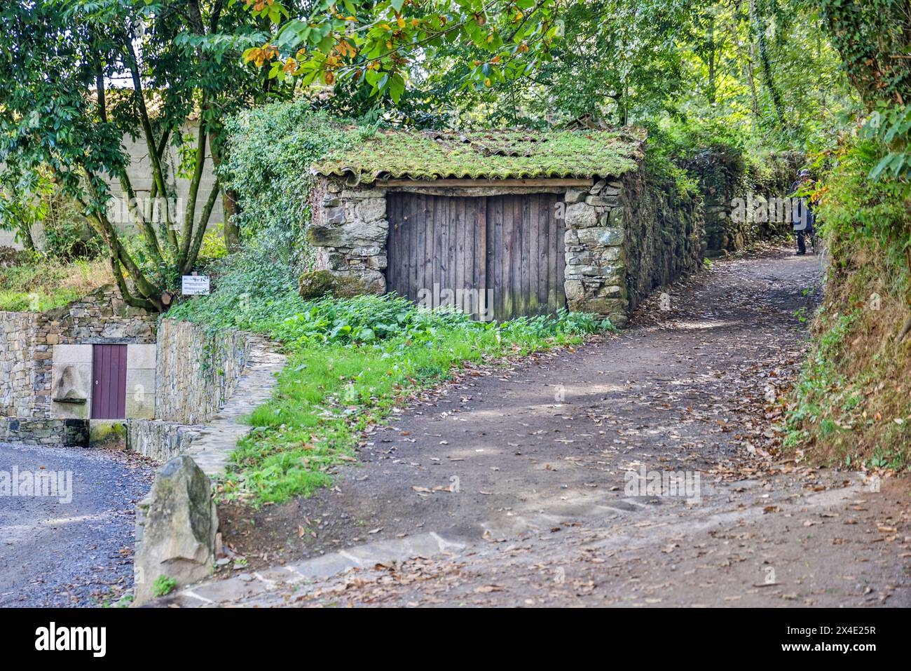 Espagne, Galice. Pont entrant Melide Banque D'Images