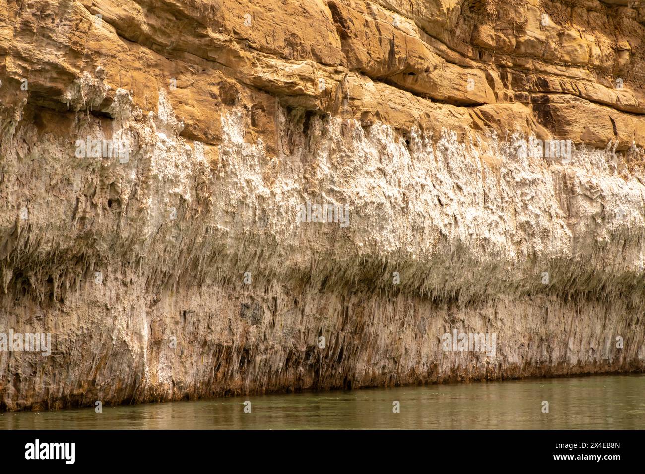 États-Unis, Arizona, parc national du Grand Canyon. Dépôts de sel sur la roche utilisée par les Indiens Hopi. Banque D'Images