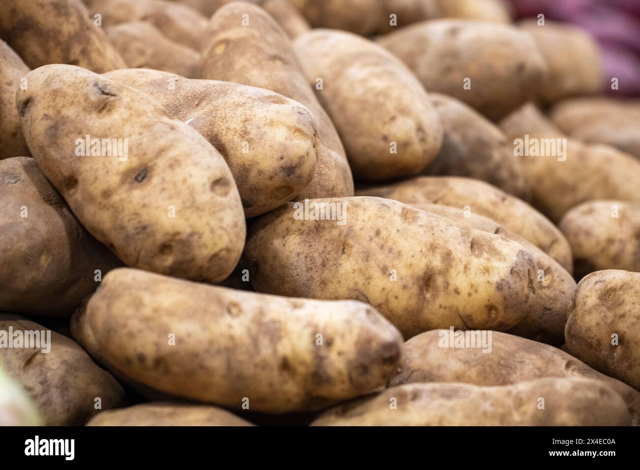 Pommes de terre roussaises pour la cuisson à la section des fruits et légumes Banque D'Images