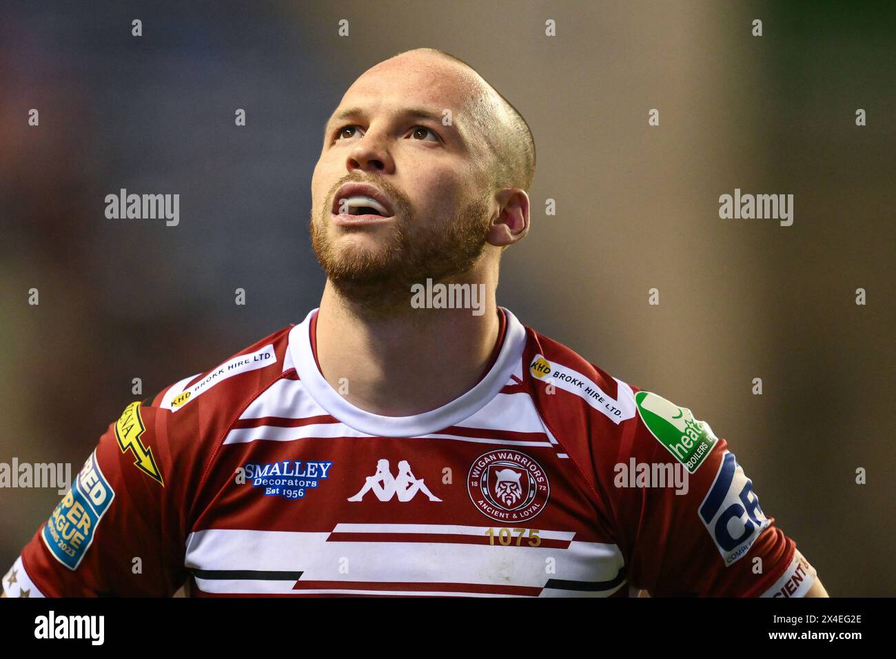 Liam Marshall de Wigan Warriors regarde le tableau de bord lors du match de la Betfred Super League Round 10 Wigan Warriors vs Catalans Dragons au stade DW, Wigan, Royaume-Uni, le 2 mai 2024 (photo de Craig Thomas/News images) Banque D'Images