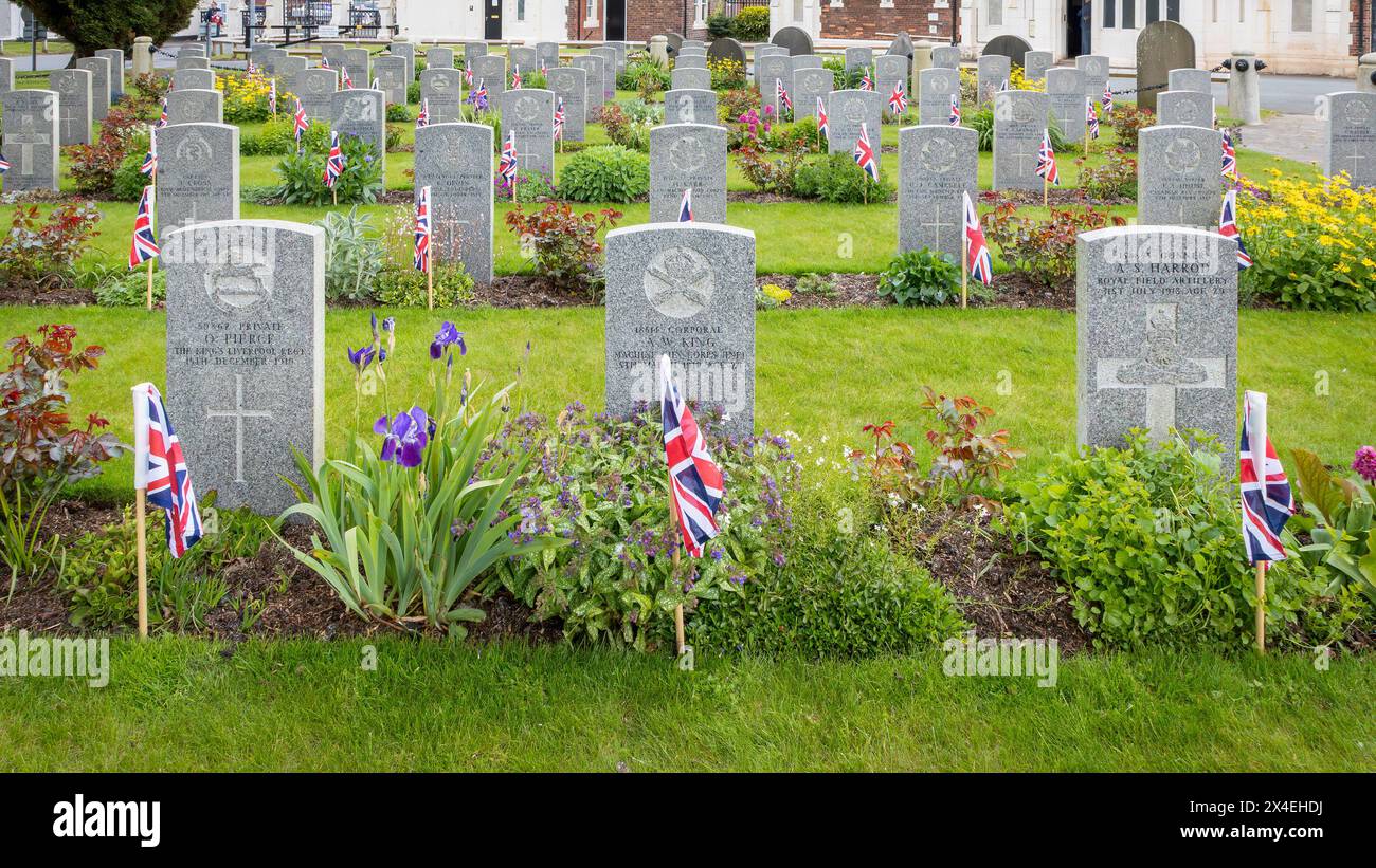 ANZAK Day 2024 a été célébré dans Soldier's Corner au cimetière de Warrington le 28 avril Banque D'Images