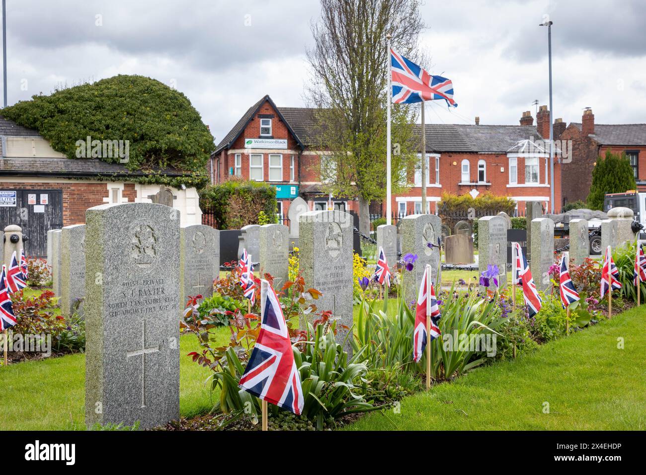ANZAK Day 2024 a été célébré dans Soldier's Corner au cimetière de Warrington le 28 avril Banque D'Images