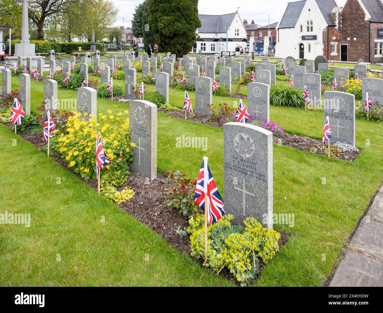 ANZAK Day 2024 a été célébré dans Soldier's Corner au cimetière de Warrington le 28 avril Banque D'Images