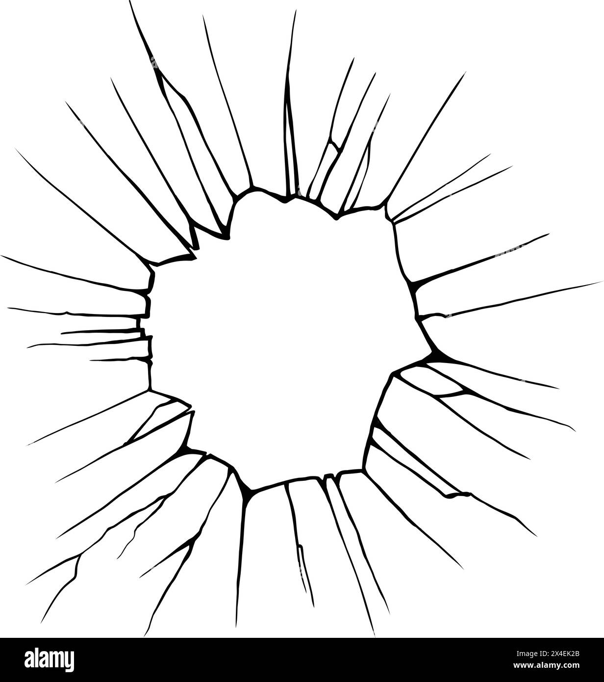 Verre fissuré. Vitre brisée, surface vitrée brisée et silhouette de verre brisé. Fissure miroir brisé ou trou de balle. Vecteur Illustration de Vecteur