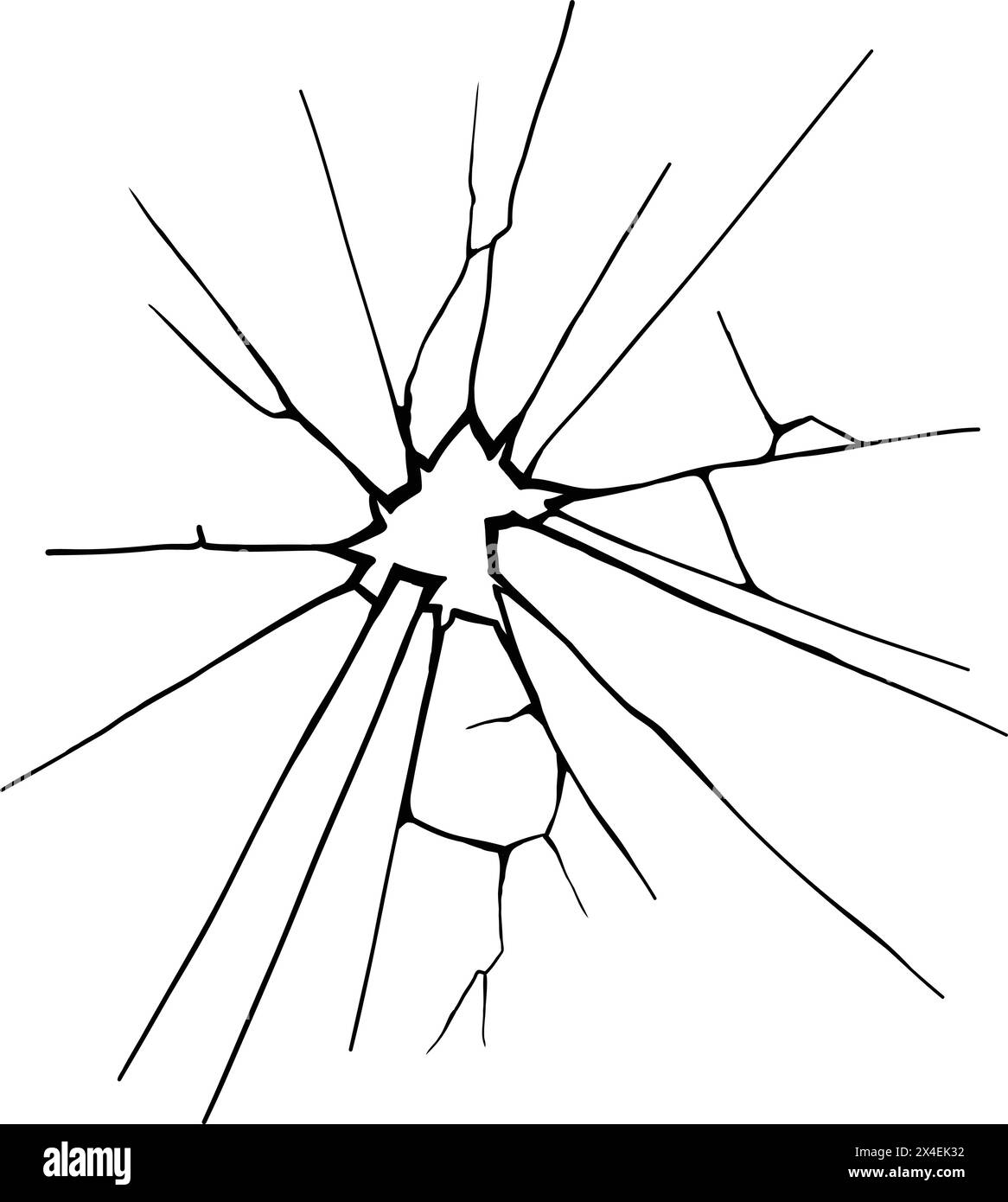 Verre fissuré. Vitre brisée, surface vitrée brisée et silhouette de verre brisé. Fissure miroir brisé ou trou de balle. Vecteur Illustration de Vecteur