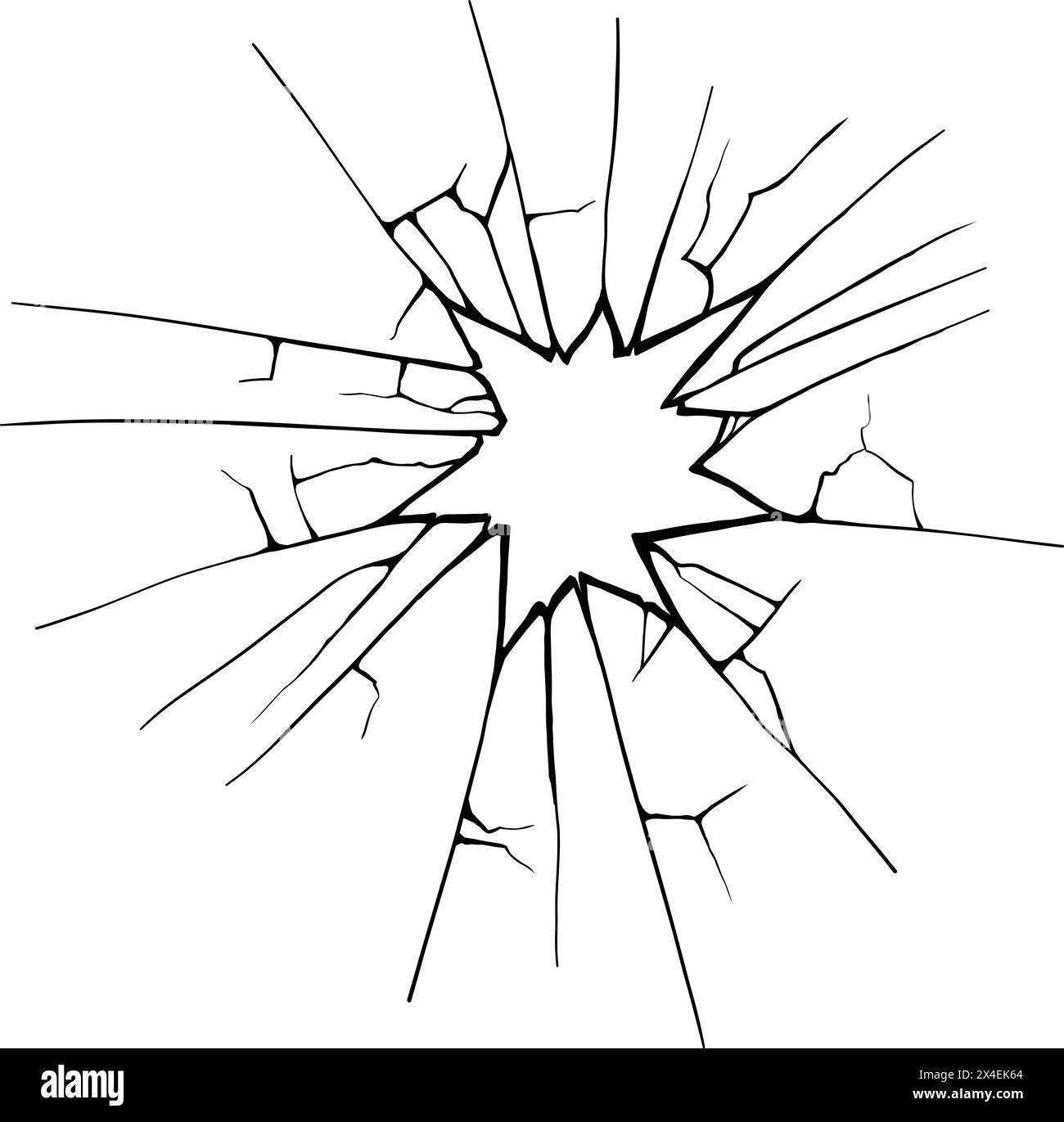 Verre fissuré. Vitre brisée, surface vitrée brisée et silhouette de verre brisé. Fissure miroir brisé ou trou de balle. Vecteur Illustration de Vecteur