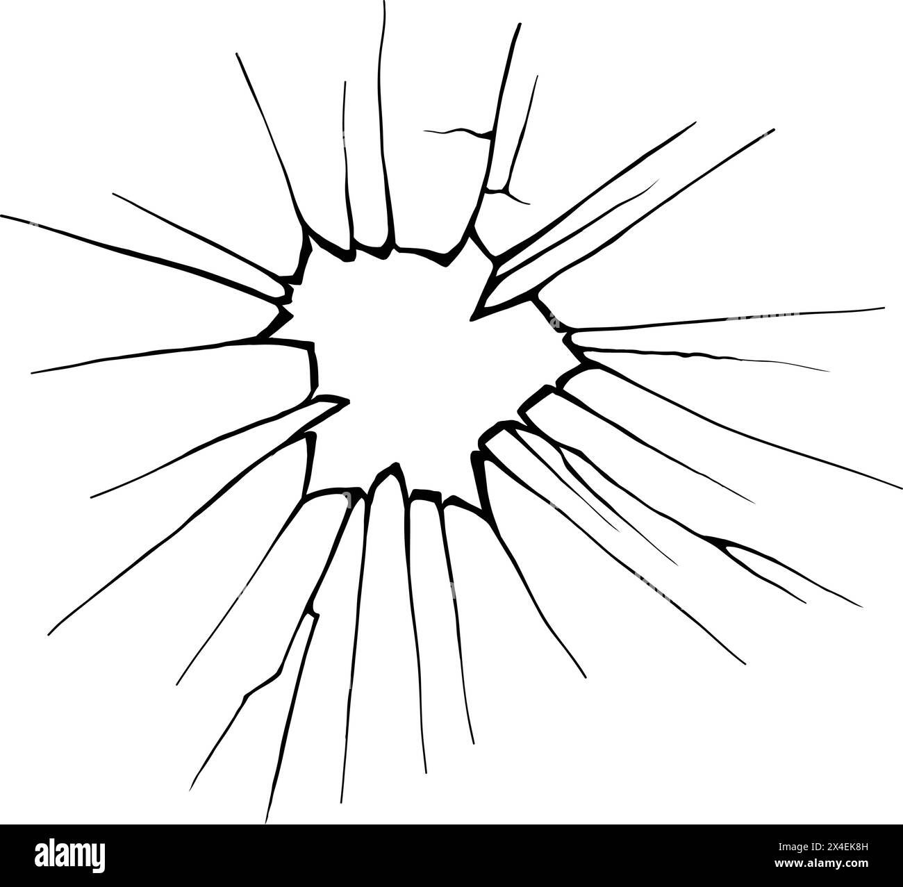 Verre fissuré. Vitre brisée, surface vitrée brisée et silhouette de verre brisé. Fissure miroir brisé ou trou de balle. Vecteur Illustration de Vecteur