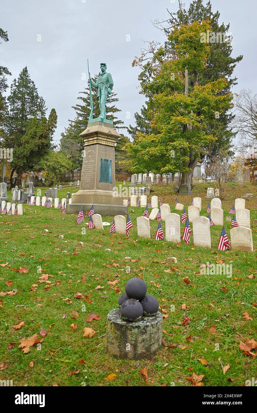 USA, Sleepy Hollow. Sleepy Hollow Cemetery. Mémorial aux soldats de l'Union de la guerre de Sécession (PR) Banque D'Images