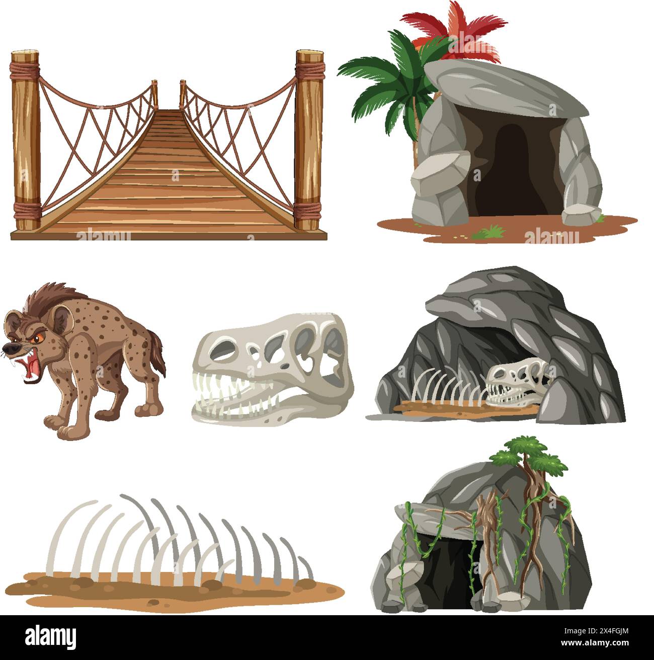 Collection d'anciennes créatures et habitats. Illustration de Vecteur