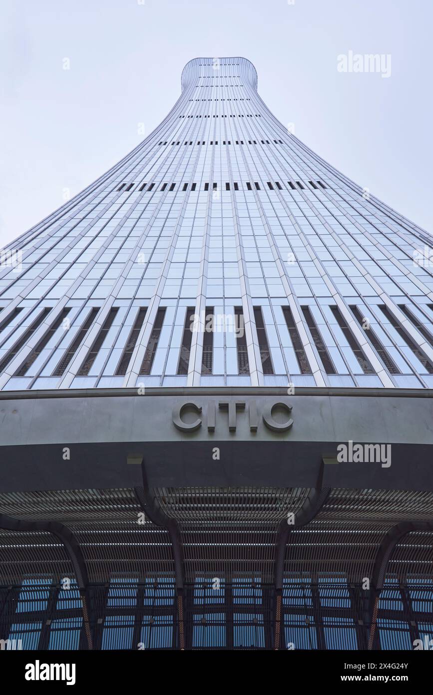 CITIC Tower (China Zun Tower), gratte-ciel superhaut de 528 m dans le quartier central des affaires de Pékin, capitale de la Chine, le 19 avril 2024 Banque D'Images