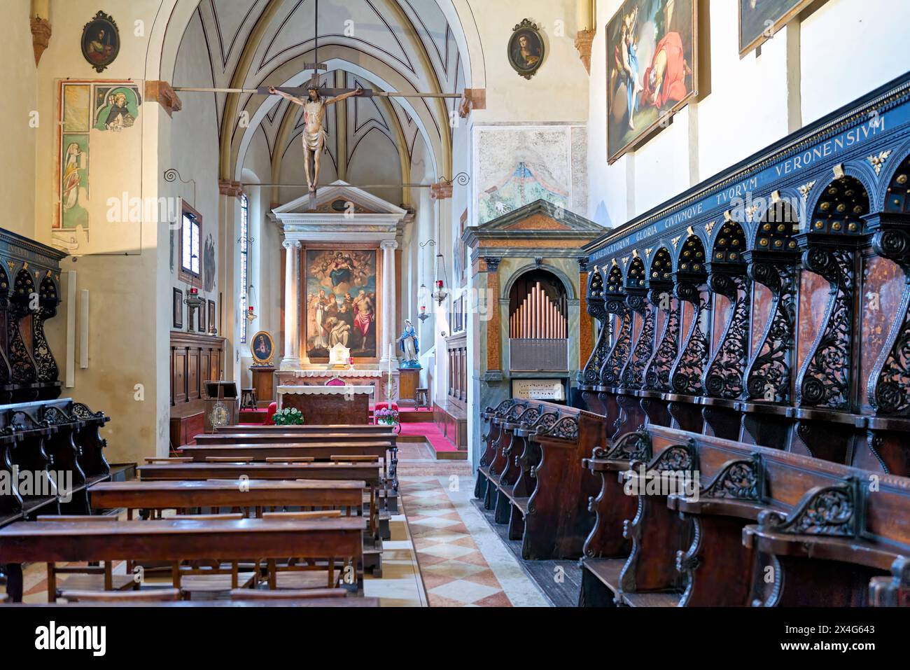 Vérone Veneto Italie. La basilique Sainte-Anastasie. Cappella Giusti (chapelle Giusti) Banque D'Images