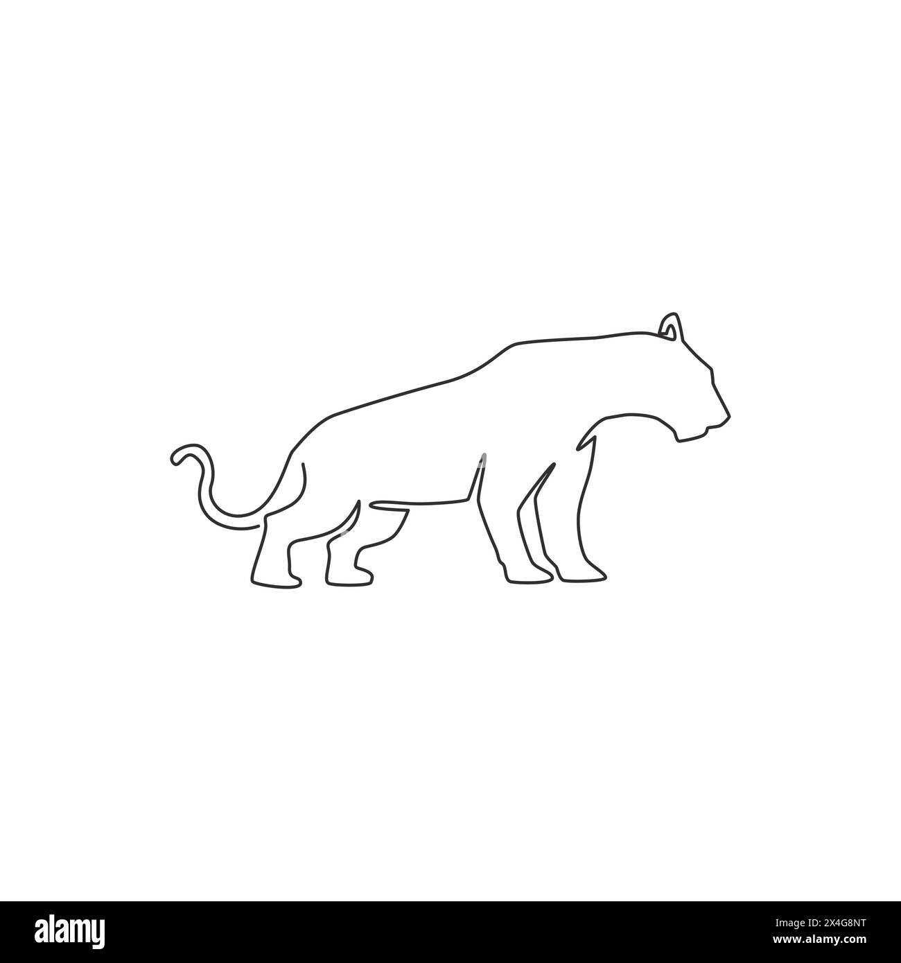 Dessin en ligne continue unique de léopard élégant pour l'identité du logo de l'équipe de chasseur. Concept de mascotte animal mammifère jaguar dangereux pour club de sport. Moderne Illustration de Vecteur