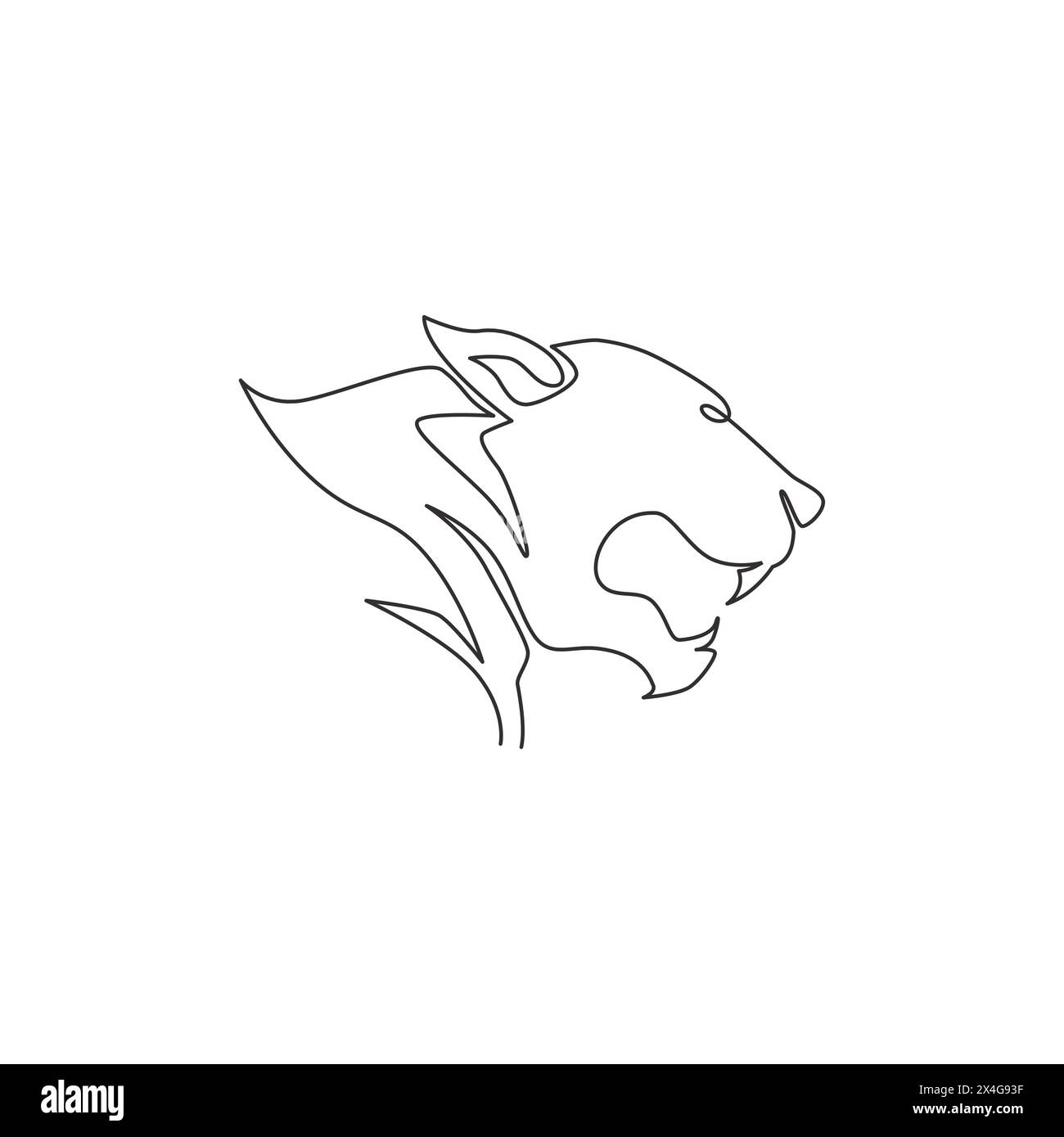 Un seul dessin de ligne de tête de léopard sauvage pour l'identité de logo d'entreprise. Fort concept de mascotte d'animal mammifère jaguar pour la conservation nationale Illustration de Vecteur