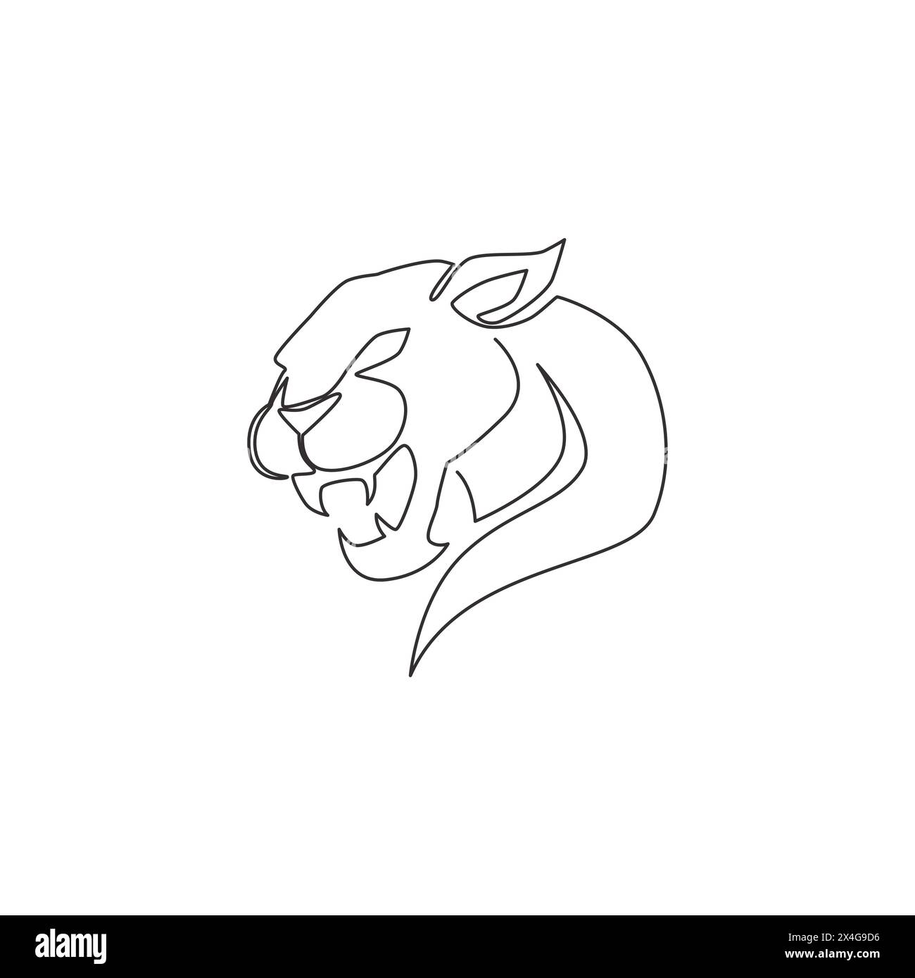 Dessin en ligne continue unique de léopard élégant pour l'identité du logo de l'équipe de chasseur. Concept de mascotte animal mammifère jaguar dangereux pour club de sport. Tendance Illustration de Vecteur