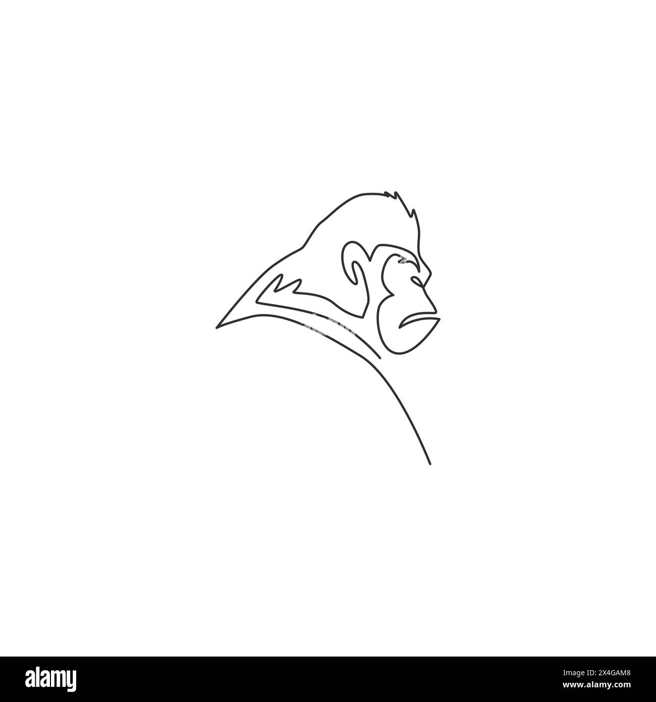 Un dessin simple de la tête de gorille pour l'identité du logo d'entreprise de l'entreprise. Concept de mascotte de portrait animal primate pour icône d'entreprise. Continuo moderne Illustration de Vecteur