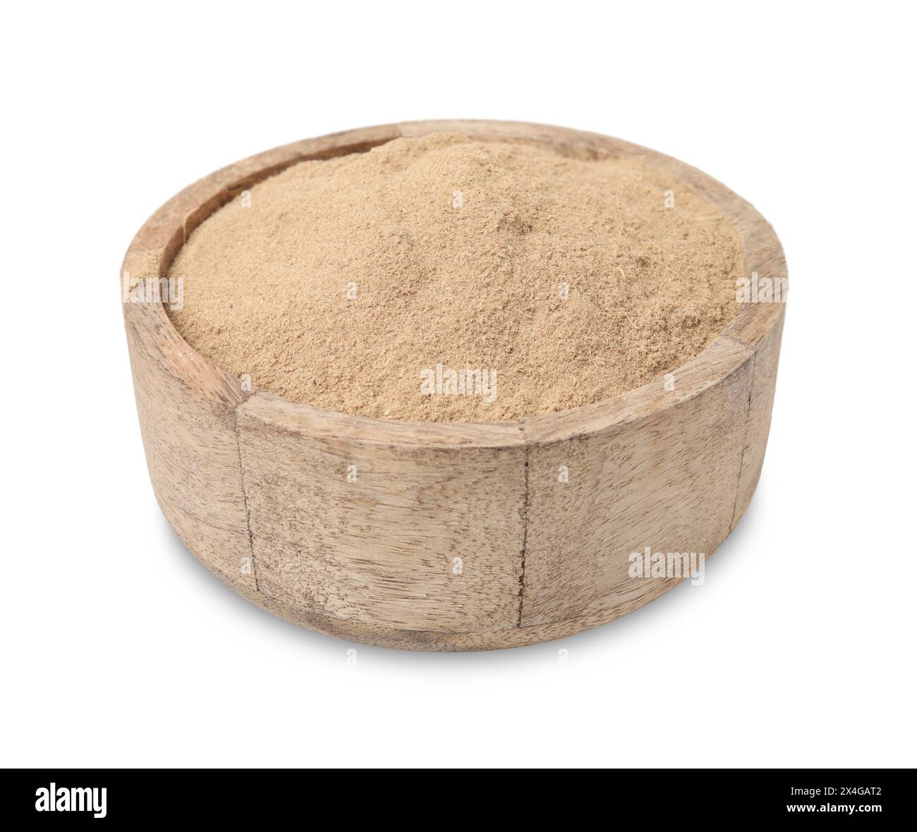 Fibres alimentaires. Poudre d'enveloppe de psyllium dans un bol isolé sur blanc Banque D'Images