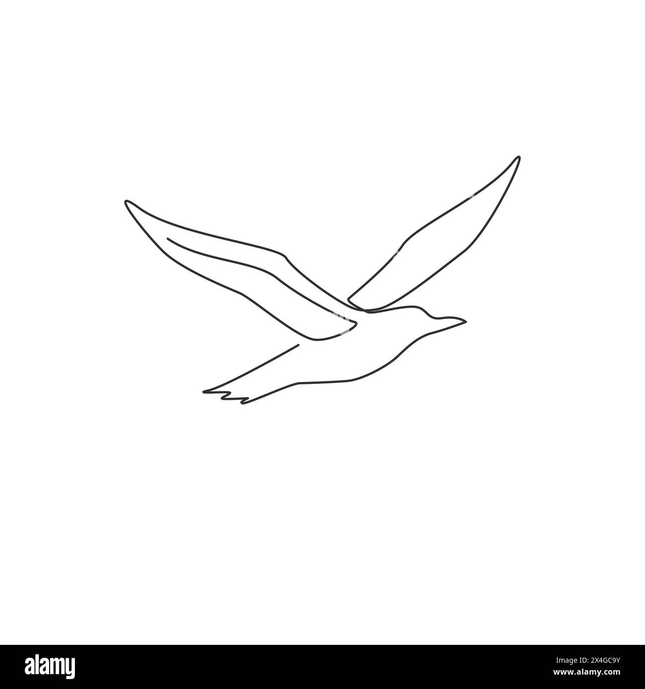 Un dessin en ligne continue d'albatros mignon pour l'identité du logo de conservation des oiseaux. Adorable concept de mascotte d'oiseau de mer pour icône de zoo national. Sin dynamique Illustration de Vecteur