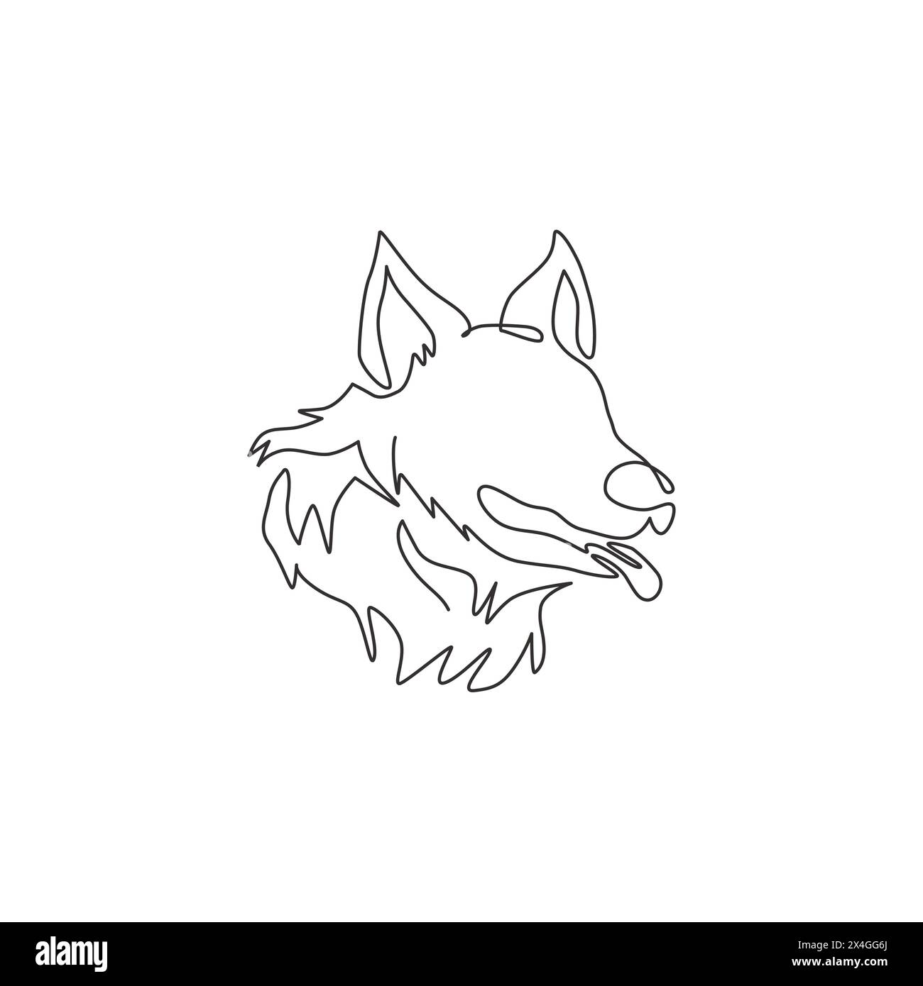 Un dessin au trait continu de chien de berger allemand mignon pour l'identité du logo de sécurité. Concept de mascotte de chien de race pure pour icône d'animal de compagnie amicale de pedigree. Moderne Illustration de Vecteur