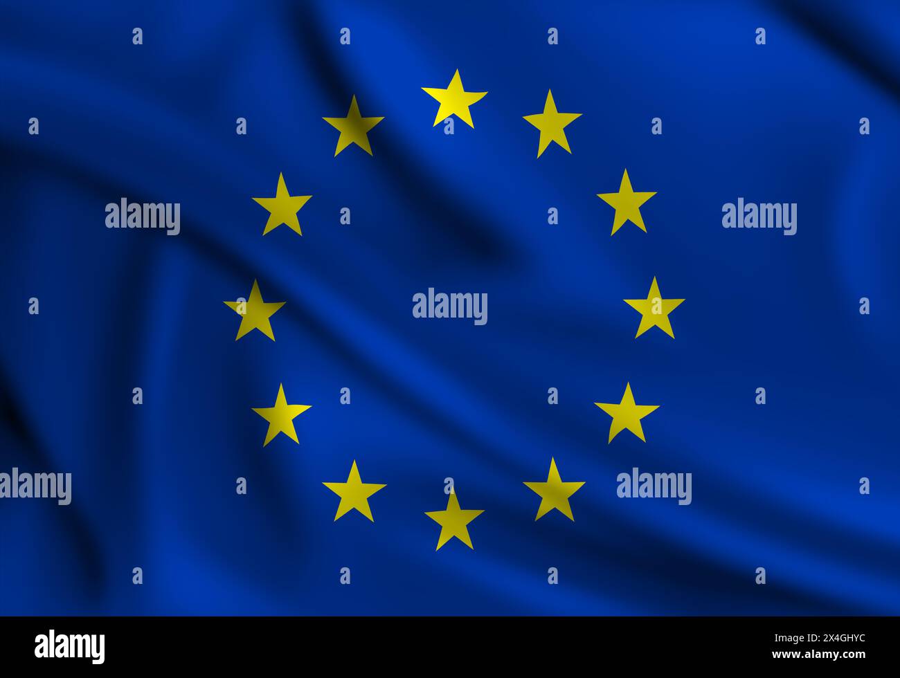 Le drapeau de l'Union européenne couvrant le cadre agite au vent Banque D'Images