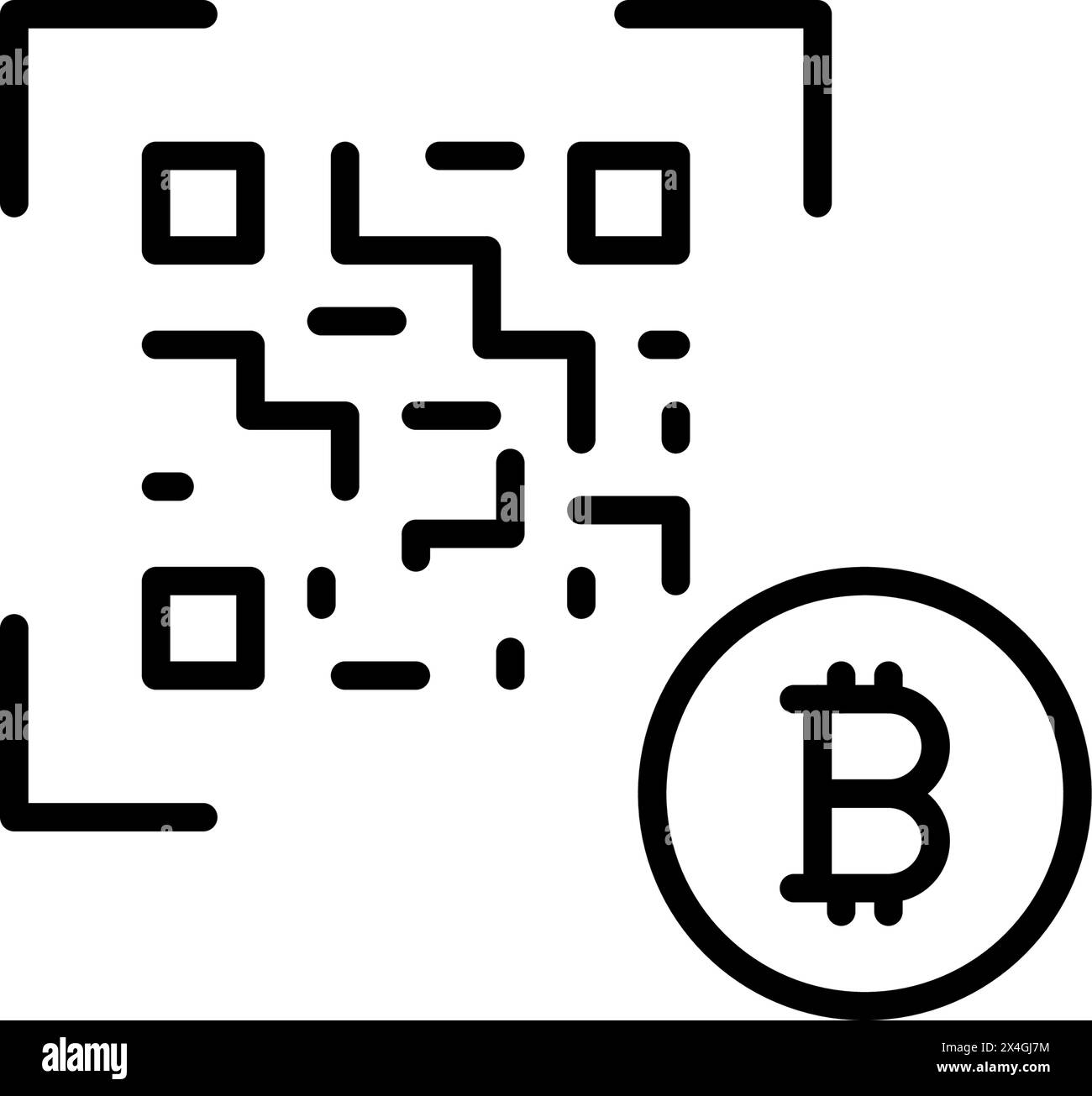 Paiement qr crypto-monnaie. Accédez aux adresses bitcoin ou aux informations de paiement. Icône vectorielle Pixel Perfect Illustration de Vecteur