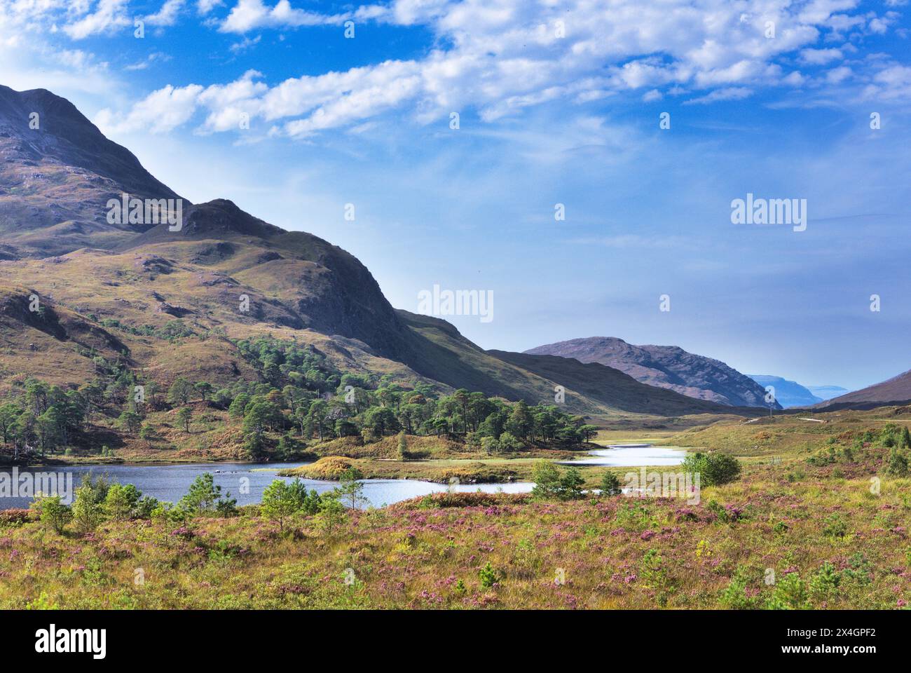 Loch clair, en regardant vers l'ouest vers Glen Torridon depuis la route A896 à travers Glen Torridon. Highlands, Écosse, Royaume-Uni Banque D'Images