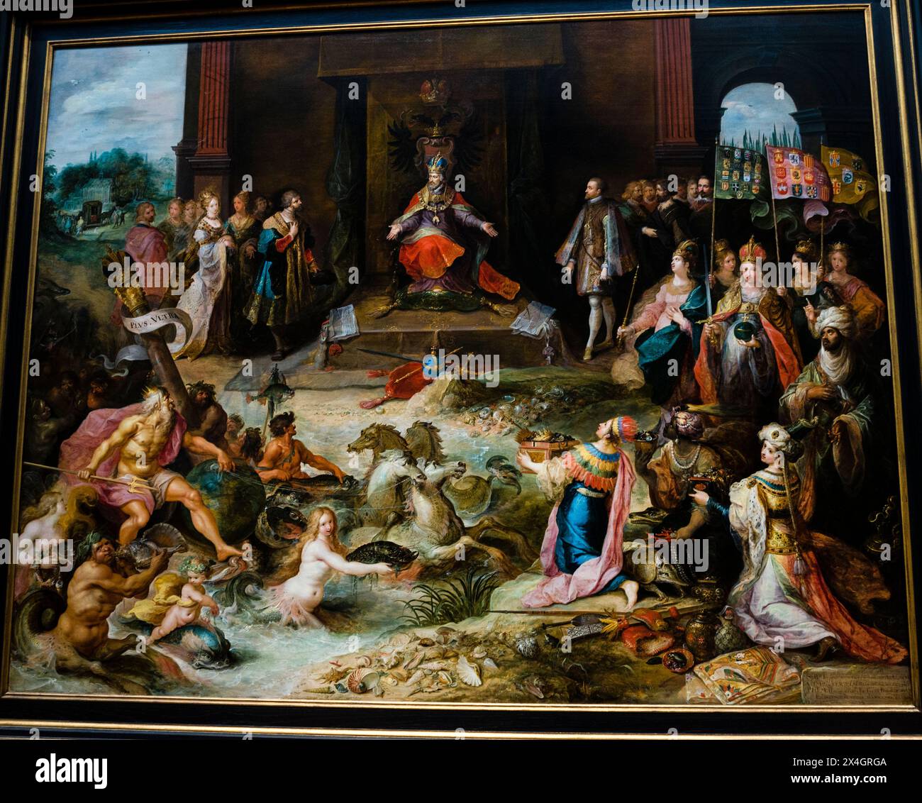 Allégorie de l'abdication de l'empereur Charles V à Bruxelles, Frans Francken, Rijksmuseum, Amsterdam, pays-Bas. Banque D'Images