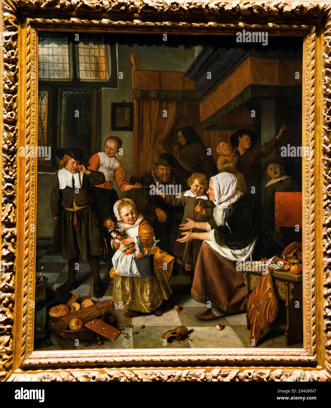 La fête de Saint Nicolas, Jan Steen, Rijksmuseum, Amsterdam, pays-Bas. Banque D'Images