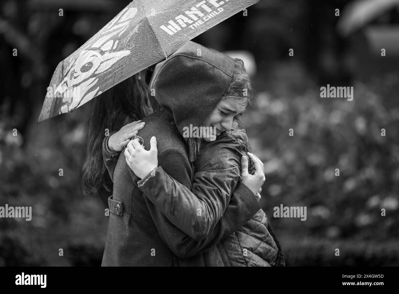 Les parents des enfants morts il y a exactement un an dans une fusillade à OS Vladislav Ribnikar à Belgrade sont arrivés ce matin devant l'école. Là, ils ont déposé des fleurs et allumé des bougies à la mémoire des enfants assassinés et du gardien de l'école. À 8 h 41, des sirènes ont retentit devant l'école. Dans le même temps, les médias en Serbie ont arrêté le programme et observé une minute de silence en l'honneur des personnes tuées. Les parents sont ensuite allés au parc Tasmajdanski, l’endroit où les enfants ont grandi et joué. Un mur vidéo a été installé à Belgrade (Sebi), montrant des photographies des victimes Banque D'Images