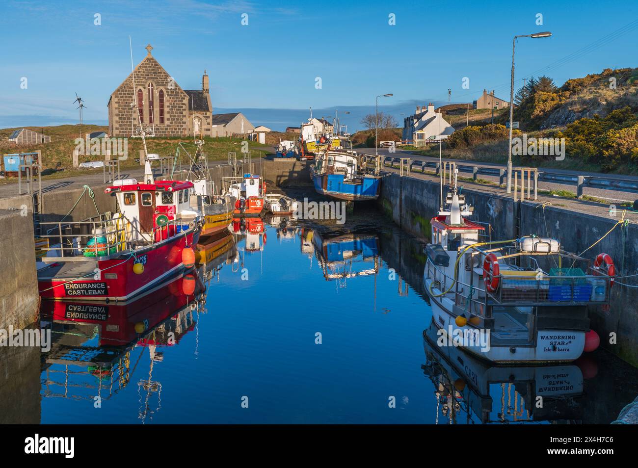 Northbay Harbour sur l'île des Hébrides extérieures de Barra, Écosse Banque D'Images