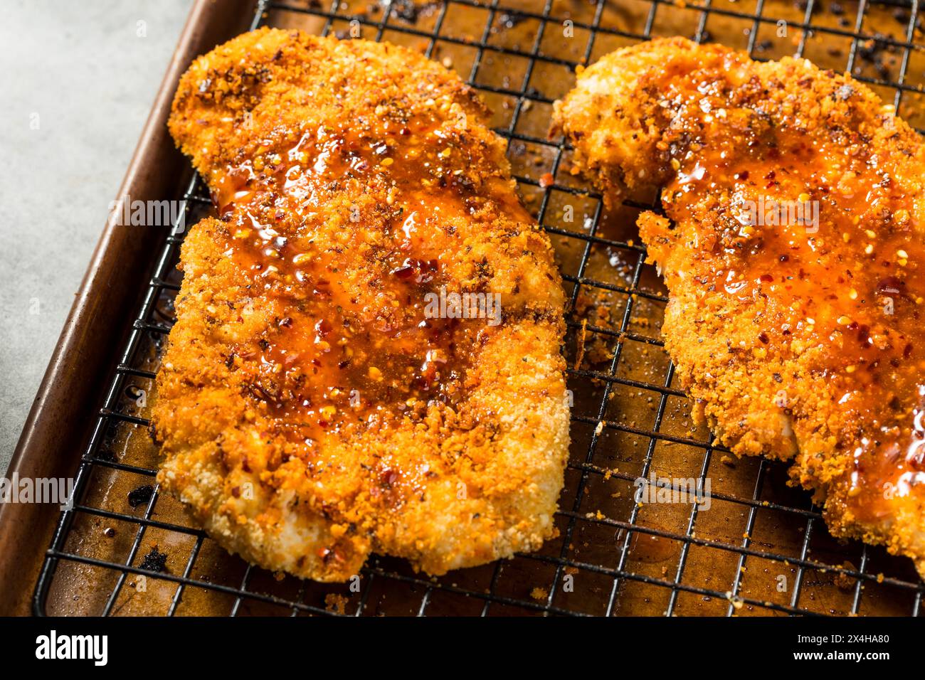 Chili au miel chaud maison poulet frit croustillant avec épices Banque D'Images