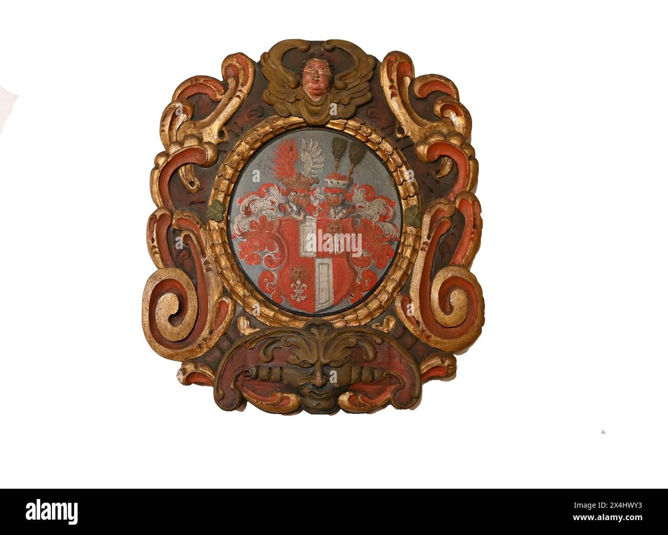 Armoiries de la famille Buenau sur fond blanc, Forth, moyenne Franconie, Bavière, Allemagne Banque D'Images