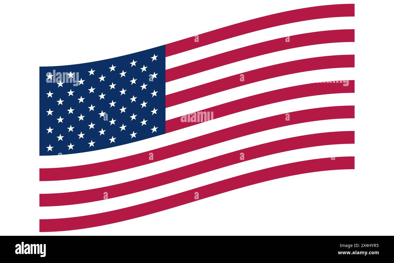 Drapeau américain en forme de vague isolé sur fond blanc ou transparent, drapeau des États-Unis Illustration de Vecteur