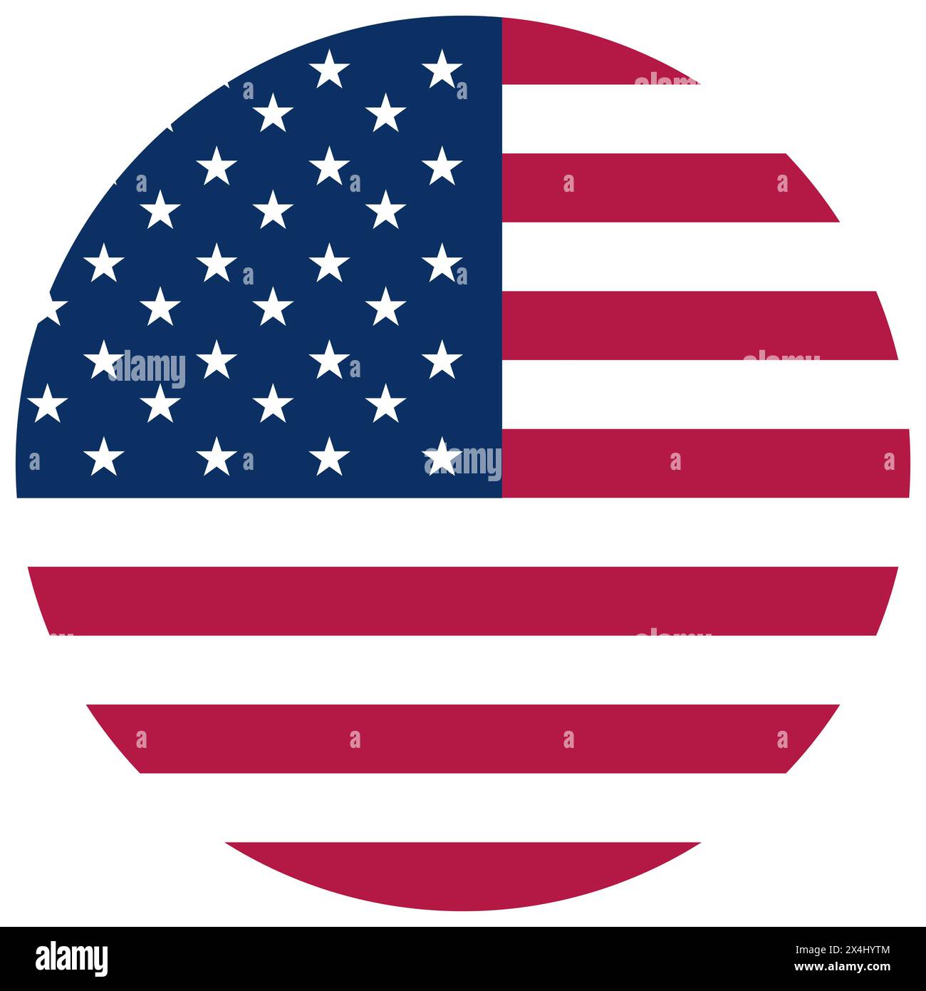 Drapeau américain de forme circulaire isolé sur fond blanc ou transparent, drapeau des États-Unis Illustration de Vecteur