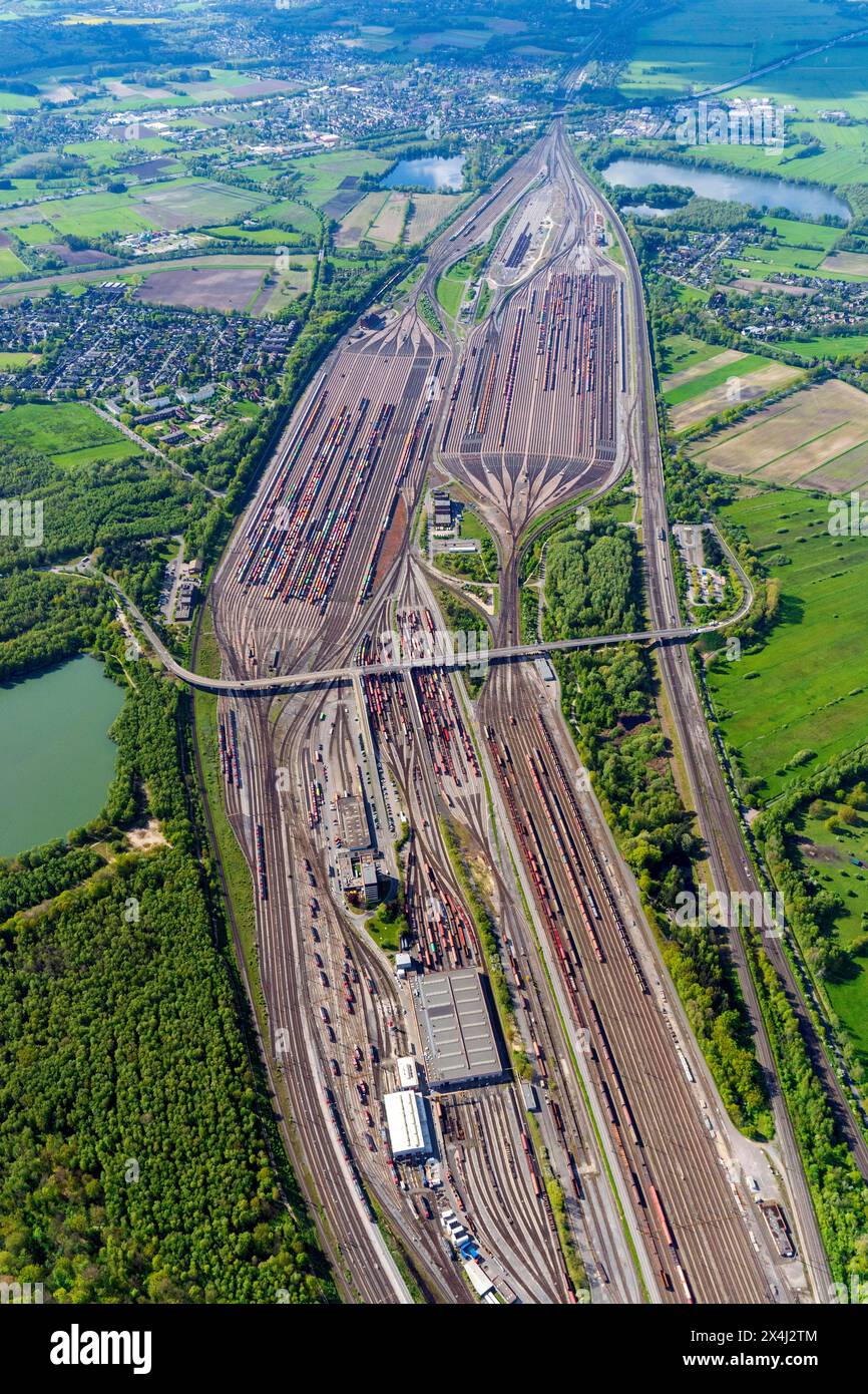 Vue aérienne, triage de Maschen, chemin de fer, chemin de fer de marchandises, Maschen, basse-Saxe Banque D'Images