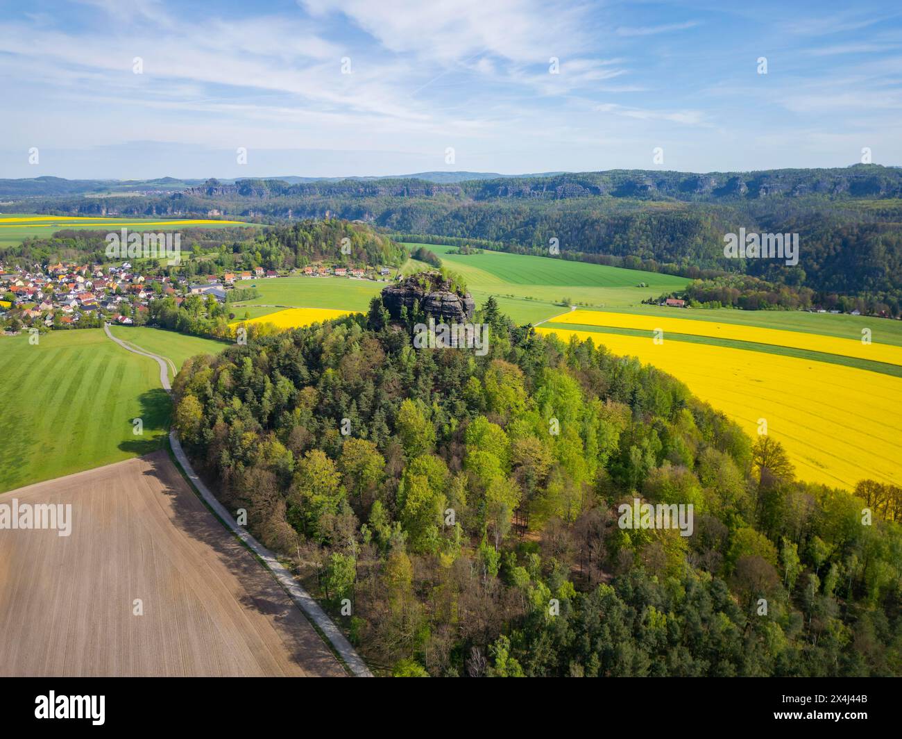 Le Zirkelstein près de Schöna dans le quartier saxon de Sächsische Schweiz-Osterzgebirge est une altitude de 384,5 mètres en Suisse saxonne et sa sma Banque D'Images