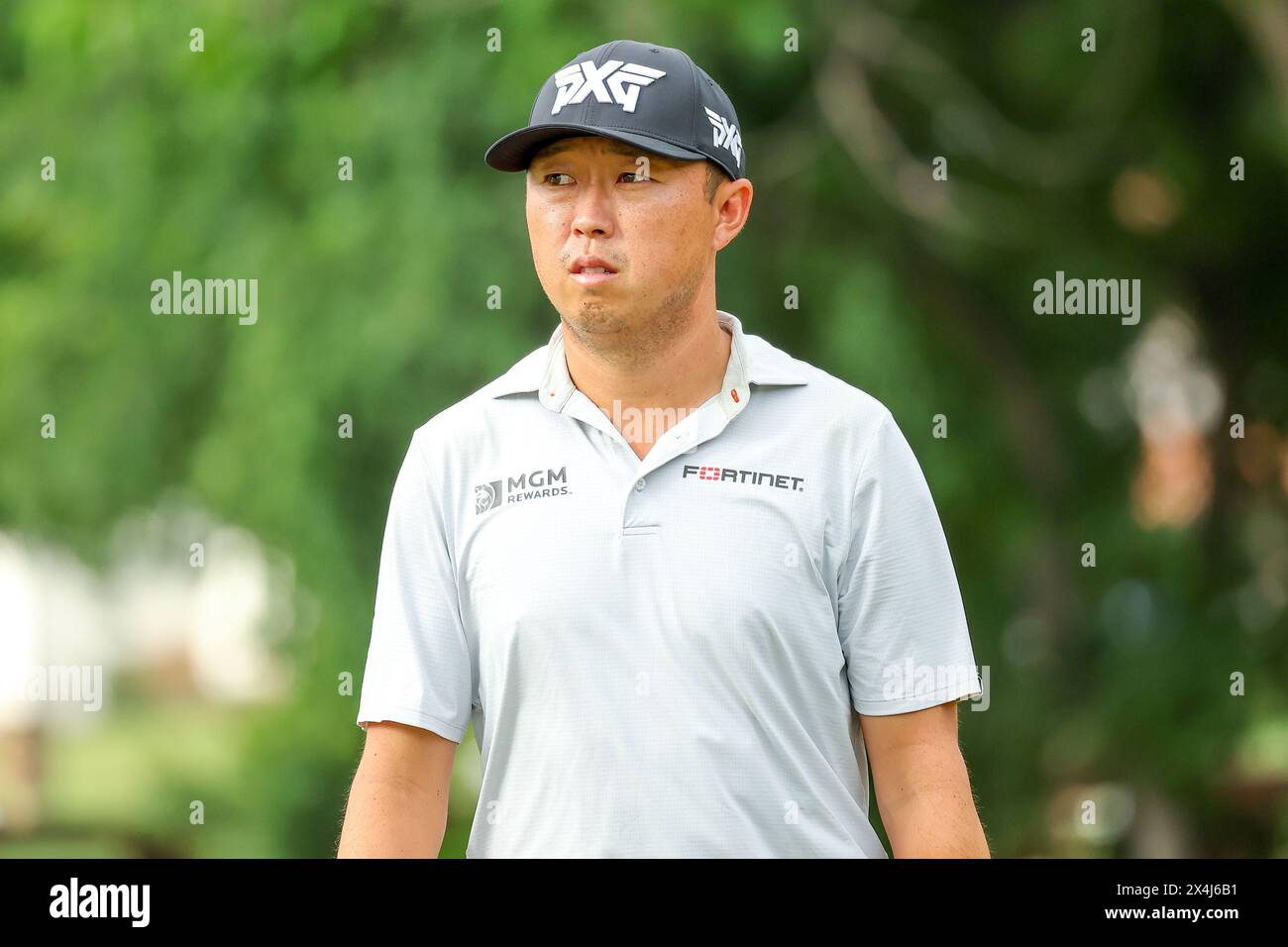 McKinney, Texas, États-Unis. 03 mai 2024. David Lipsky sur le 9e trou lors de la deuxième ronde du tournoi de golf CJ CUP Byron Nelson au TPC Craig Ranch à McKinney, au Texas. Gray Siegel/CSM/Alamy Live News Banque D'Images