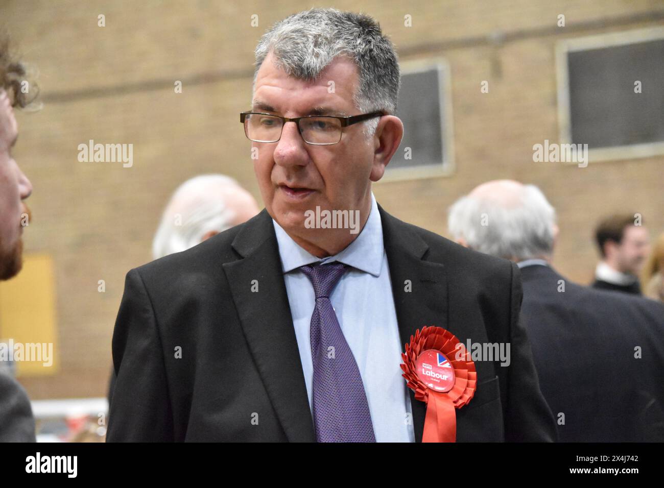 Stockton-on-Tees, Royaume-Uni. 03 mai 2024. Candidat travailliste Chris McEwan (photo) comme les votes sont comptés dans l'élection très attendue de 2024 pour le maire de Tees Valley. Crédit : James Hind/Alamy Live News. Banque D'Images