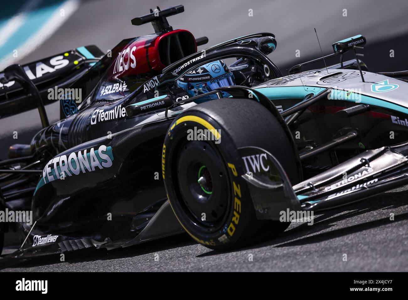 63 RUSSELL George (gbr), Mercedes AMG F1 Team W15, action lors du Grand Prix de formule 1 Crypto.com de Miami 2024, 6e manche du Championnat du monde de formule 1 2024 du 3 au 5 mai 2024 sur l'Autodrome international de Miami, à Miami, États-Unis d'Amérique Banque D'Images