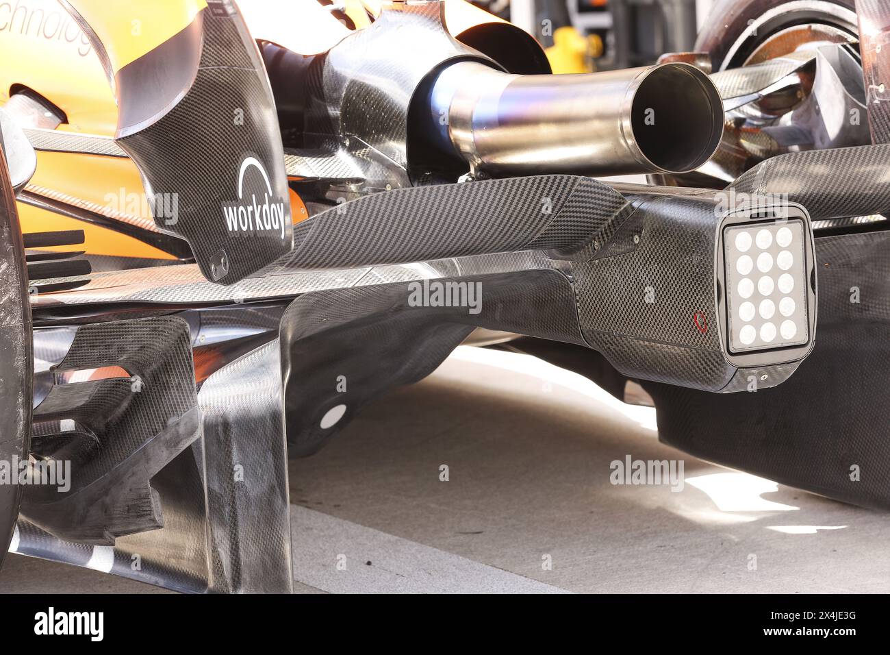 McLaren F1 Team MCL38, aile à poutre de détail mécanique lors du Grand Prix de formule 1 Crypto.com de Miami 2024, 6ème manche du Championnat du monde de formule 1 2024 du 3 au 5 mai 2024 sur l'Autodrome international de Miami, à Miami, États-Unis d'Amérique Banque D'Images