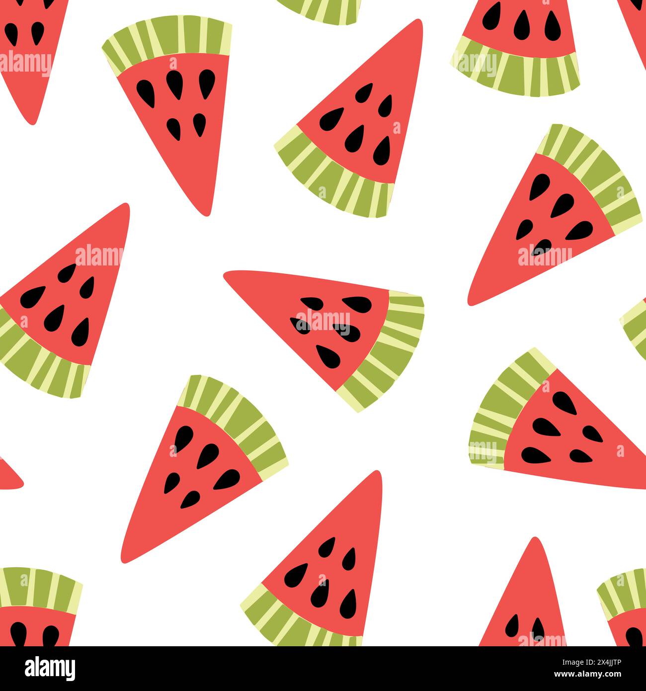 Motif de pastèques sans couture. Fond de vecteur avec des tranches de pastèque colorées. Texture estivale avec des fruits rouges sur fond blanc. Illustration de Vecteur