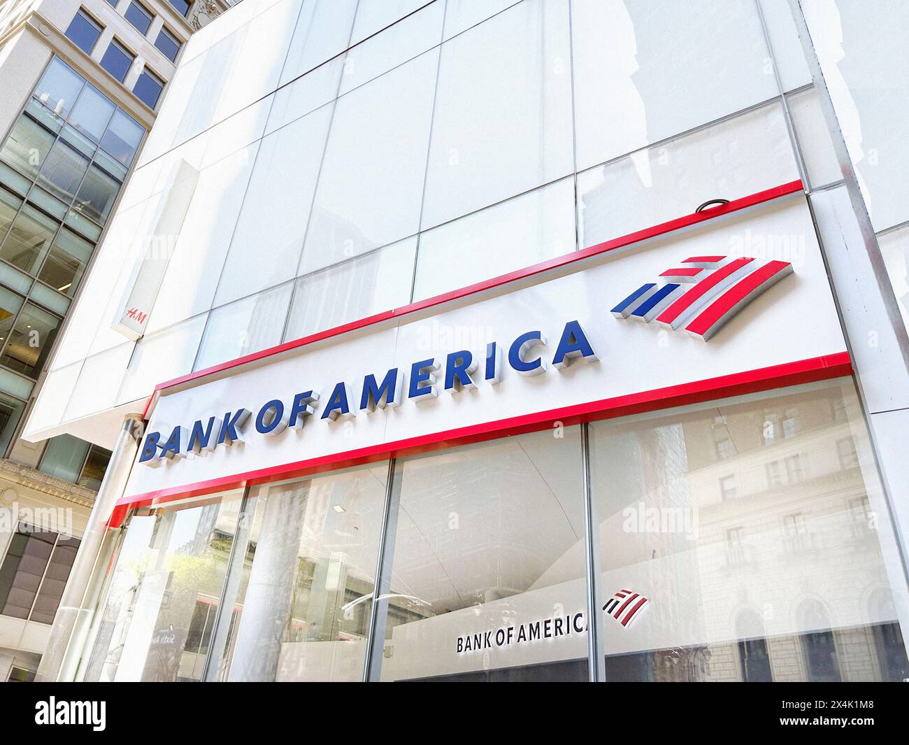 Succursale de Bank of America, vue extérieure, New York City, New York, États-Unis Banque D'Images