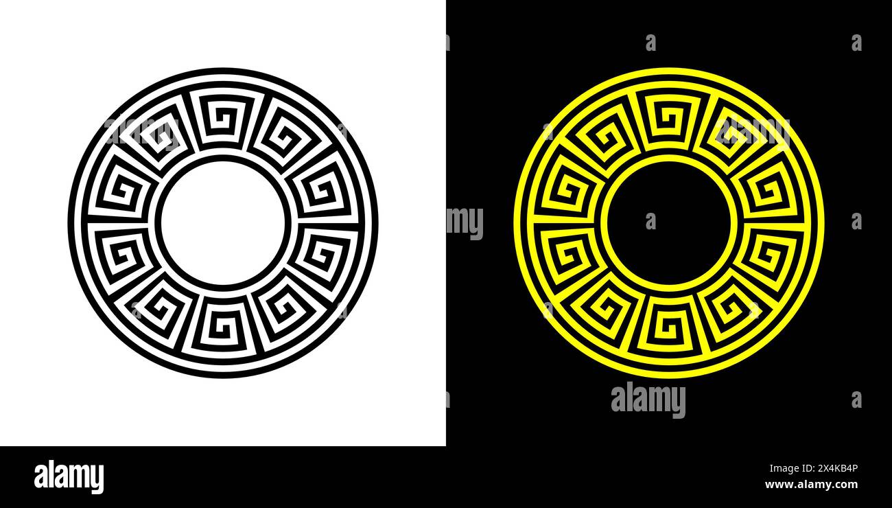 Motif de ligne sans couture circulaire grec ancien. Illustration de Vecteur